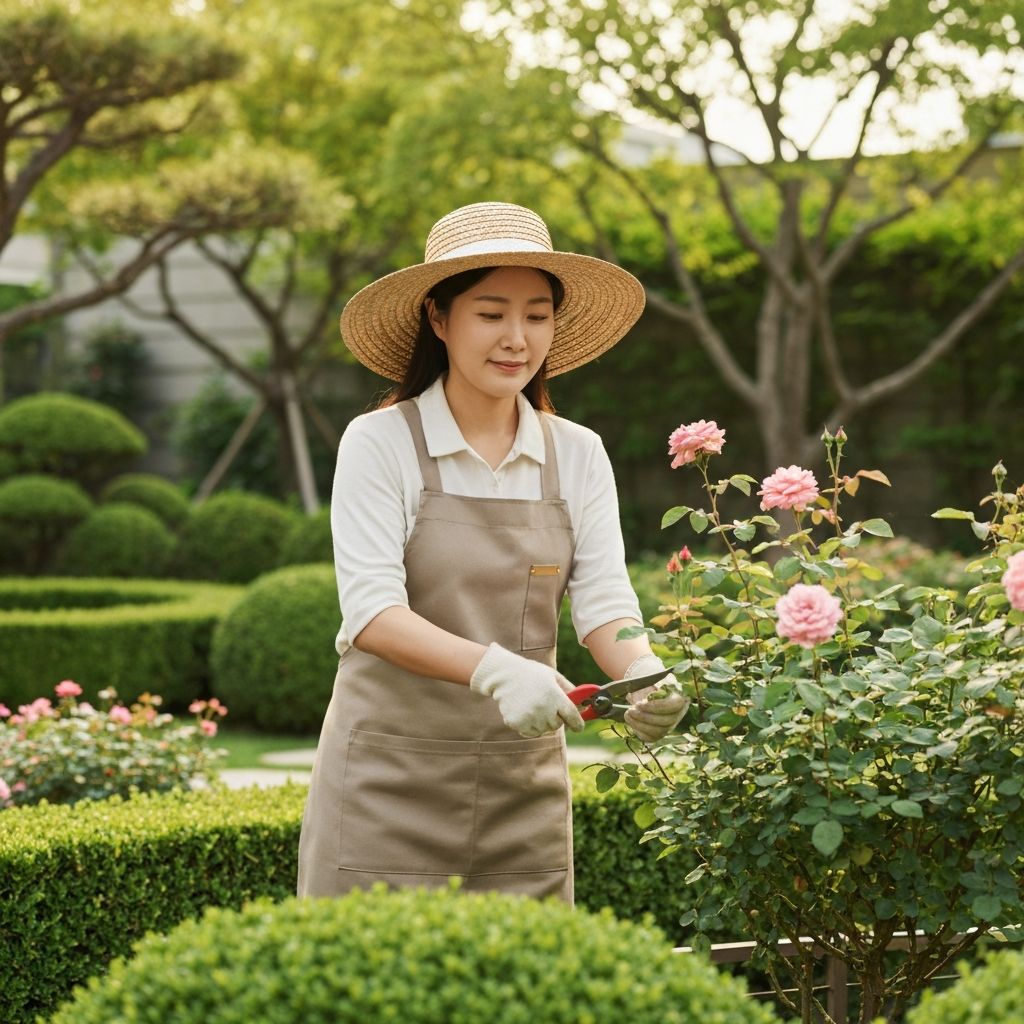 전문 정원관리사가 정성껏 정원을 가꾸는 모습